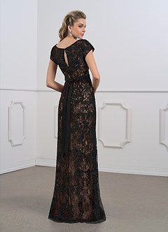 Azazie Dorit Kleider für die Brautmutter Etui Schaufel Spitze Kleid Schwarz Champagner image5