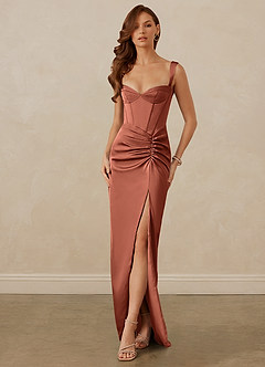 Christian Siriano Bridal for Azazie 1017 Bridesmaid Dresses Clay Sheath Sweetheart Neckline Stretch Satin Dress image1