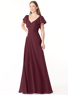 Azazie Syenna Bridesmaid Dresses Cabernet A-Line Ruched Chiffon Dress image4