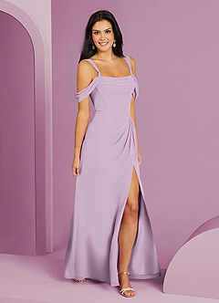 Barbie ♥ Azazie Robes de demoiselle d'honneur Robe Trapèze en Mousseline de soie Épaule décolletée Frostiges Flieder image3