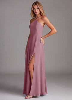 Azazie Bailey Abiti da Damigella Abito A-Line in Chiffon con Scollo Halter e Spacco Laterale Vintage Malva image3