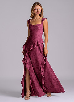 Azazie Sloane Vestidos de madrinha de casamento Vestido Amora de Esgotamento Floral de Linha A com Decote Coração image3