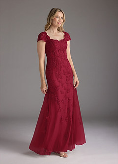 Azazie Marbella vestidos de madre de la novia Vestido de Borgoña de Encaje de Sirena con Reina Ana Lentejuelas image3