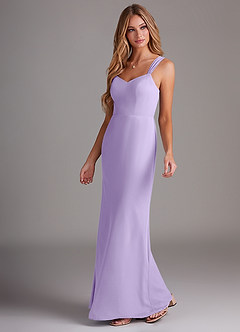 Azazie Denice Bridesmaid Dresses Lilac Sheath Pleated Chiffon Dress image3