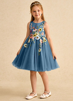 Azazie Prima Flower Girl Dresses Bermuda A-Line Bow Tulle Dress image5
