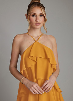 Azazie Deena Bridesmaid Dresses Butterscotch A-Line Ruched Chiffon Dress image3