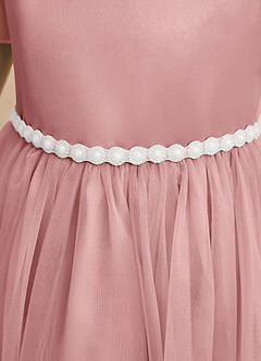 Azazie Kaylor vestidos de niña de las flores Vestido Rosa Polvorienta de Tul de Línea A con Plisado image7