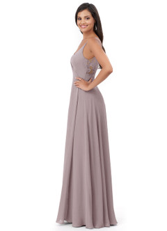 Azazie Lennon Bridesmaid Dresses Dusk A-Line Lace Chiffon Dress image3
