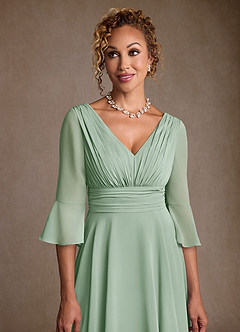 Azazie Eire Kleider für die Brautmutter A-Linie Plissee Chiffon Kleid Agave image5