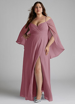 Azazie Cienna Bridesmaid Dresses Vintage Mauve A-Line Off the Shoulder Chiffon Dress image7