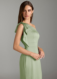 Azazie Rinna Bridesmaid Dresses Dusty Sage Mermaid Ruched Stretch Satin Dress image5