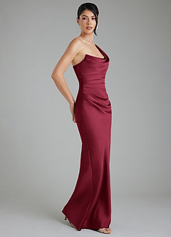 Azazie Sabrina Bridesmaid Dresses Burgundy Mermaid Corset Stretch Satin Dress image8