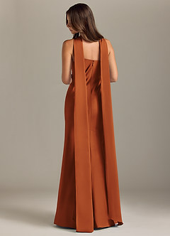 Azazie Kinsley Bridesmaid Dresses Cinnamon Mermaid Side Slit Stretch Satin Dress image2