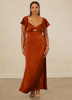 Christian Siriano Bridal for Azazie 1005 Bridesmaid Dresses Burnt Orange Sheath Sweetheart Neckline Stretch Satin Dress image23