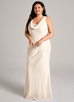 Azazie Rylina Robes de demoiselle d'honneur Robe Sirène en Mousseline de soie Plissé Albâtre Blanc image9