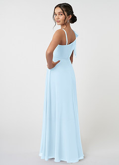Azazie Aidy Junior Abito A-Line in Chiffon Fiocco Azzurro image4