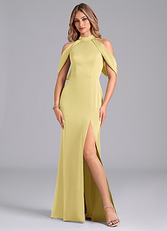 Azazie Bonny Brautjungfernkleider Meerjungfrau-Linie Schulterfrei Stretch-Satin Kleid Zitronensorbet image3