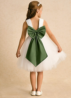 Azazie Dimple Abiti da Ragazza di Fiori Abito Principessa in Tulle Pizzo Avorio Oliva image1