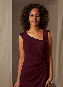 Azazie Cecily vestidos de madre de la novia Vestido de Cabernet de Crepé elástico de Recto image4