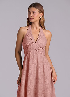 Azazie Tessie Bridesmaid Dresses Rosette A-Line Pleated Floral Burnout Dress image7