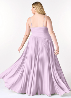 Azazie Vini Bridesmaid Dresses Frosted Lilac A-Line V-Neck Pleated Chiffon Dress image9