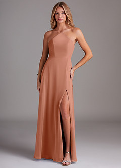 Azazie Bailey Bridesmaid Dresses MAI TAI A-Line Halter Side Slit Chiffon Dress image1