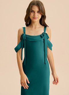 Azazie Bellalina Junior Peacock Mermaid Pleated Stretch Satin Dress image6