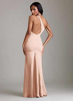 Azazie Voni Brudtärnklänningar Klä av Sjöjungfru i Stretch Satin Ena axeln Roséguld image2