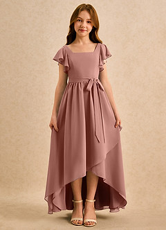 Azazie Milly Girls Formal Flower Girl Dresses Cedar Rose A-Line Pleated Chiffon Dress image5