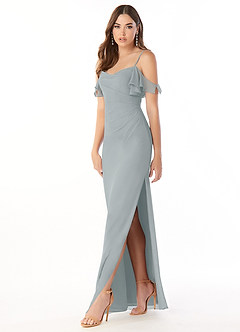Azazie Emeralda Vestidos de damas de honor Vestido de Gris Delfín de Gasa de Recto con Vestidos sin tirantes image1