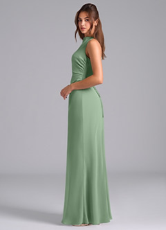 Azazie Evadne Bridesmaid Dresses Matcha A-Line Pleated Chiffon Dress image6