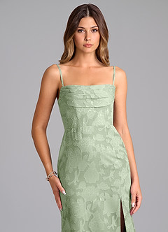Azazie Saige Bridesmaid Dresses Dusty Sage A-Line Off the Shoulder Floral Burnout Convertible Dress image2