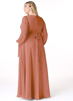 Azazie Leonia Bridesmaid Dresses MAI TAI A-Line Long Sleeve Chiffon Dress image9