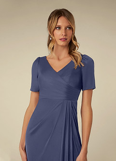 Azazie Bessie Mother of the Bride Dresses Stormy A-Line Pleated Mesh Dress image6