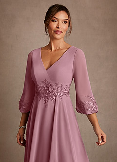 Azazie Yorba Mother of the Bride Dresses Vintage Mauve A-Line Lace Chiffon Dress image5