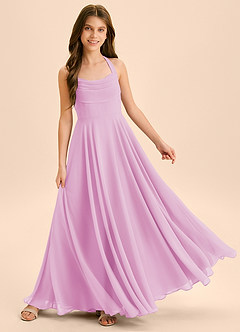 Azazie Kady Junior Robe Trapèze en Mousseline de soie Encolure en Forme de Cœur Rose Bonbon image4