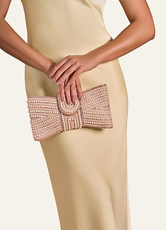 front 비즈 장식 나비넥타이 클러치