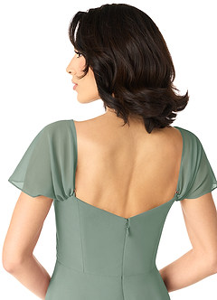 Azazie Tancie Bridesmaid Dresses Silver Sage A-Line Off the Shoulder Chiffon Convertible Dress image5
