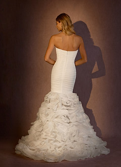 Azazie Gianina Wedding Dresses Diamond White Mermaid Strapless Organza Dress image3