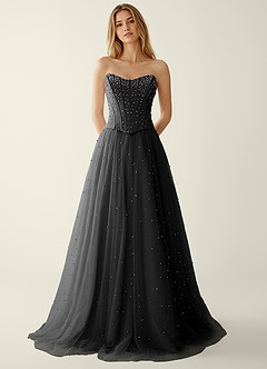 Maevego Black Two-piece Rhinestone Sequin Embroidery Tulle Prom Dress image3