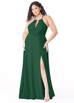 Azazie Evalleen Bridesmaid Dresses Dark Green A-Line Pleated Chiffon Dress image9