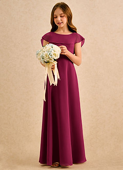 Azazie Kittie Girls Formal Flower Girl Dresses Burgundy A-Line Chiffon Dress image3