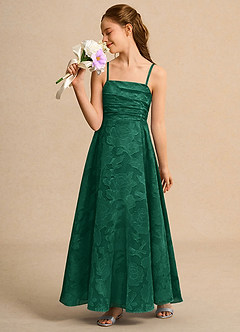 Azazie Pebbles Junior Formal Flower Girl Klänningar Klä A-Line i Blommig Utbrändhet Plisserad image4