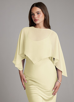 Azazie Ambra Brudtärnklänningar Klä av Sjöjungfru i Stretch Satin Plisserad Citronsorbet image4