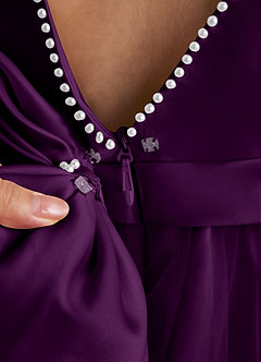 Azazie Cookie Flower Girl Dresses Grape A-Line Bow Tulle Dress image5