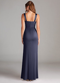 Azazie Denice Bridesmaid Dresses Stormy Sheath Pleated Stretch Satin Dress image2
