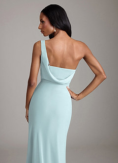 Azazie Madelyn Bridesmaid Dresses Mist Mermaid One Shoulder Chiffon Convertible Dress image9