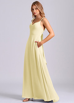 Azazie Beatrice Final Sale Lemon Sorbet A-Line Sweetheart Neckline Chiffon Dress image5