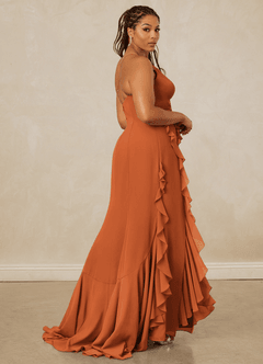 Christian Siriano Bridal for Azazie 1006 Bridesmaid Dresses Cinnamon Mermaid Ruched Chiffon Dress image9