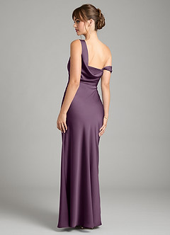 Azazie Madelyn Bridesmaid Dresses Plum Mermaid One Shoulder Stretch Satin Convertible Dress image2